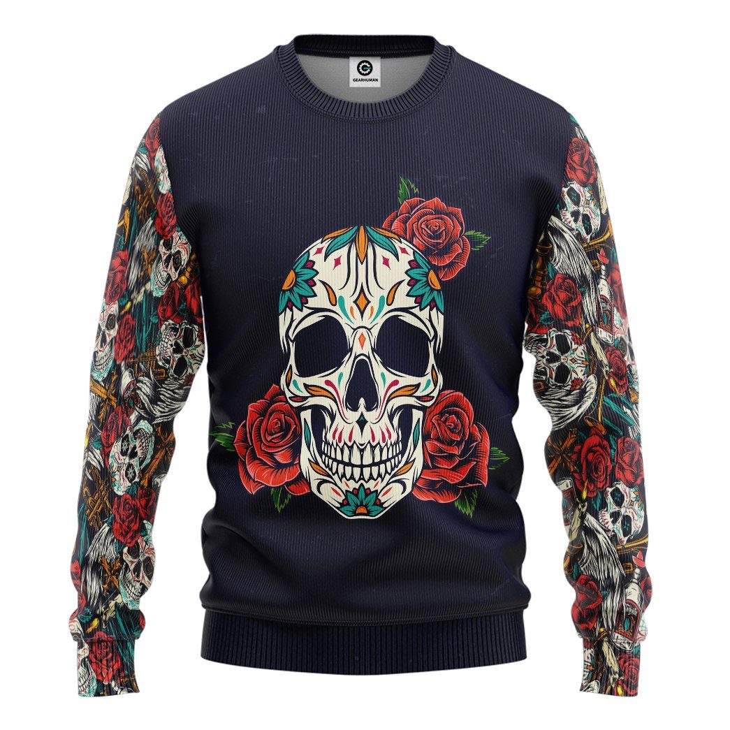 Gearhuman 3D Skull Custom Tshirt Hoodie Apparel GB091112 3D Apparel Long Sleeve S 