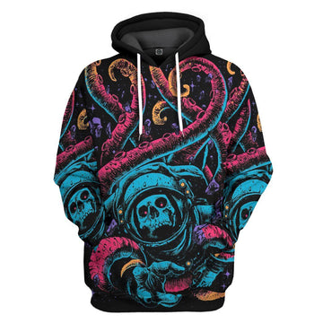 Gearhumans 3D Skull In The Dark Space Custom Hoodies