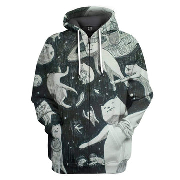 Gearhumans 3D Space Cats Custom Hoodie Apparel