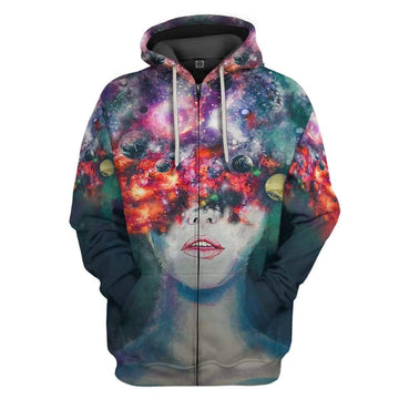 Gearhumans 3D Space Thoughts Custom Hoodie Apparel