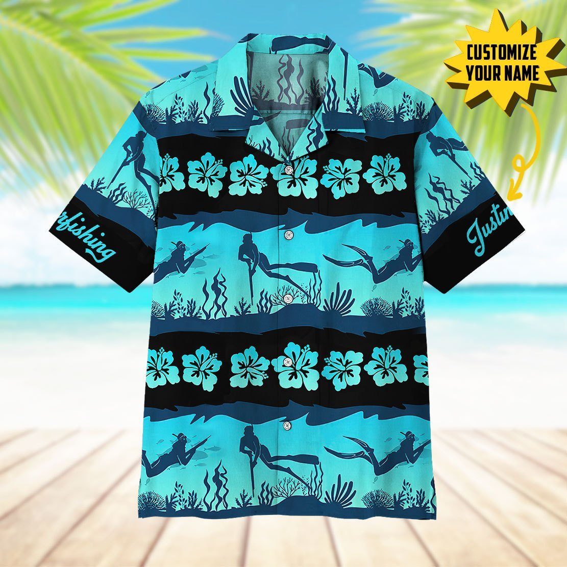 Gearhuman 3D Spearfishing Custom Name Hawaii Shirt ZZ1106219 Hawai Shirt 