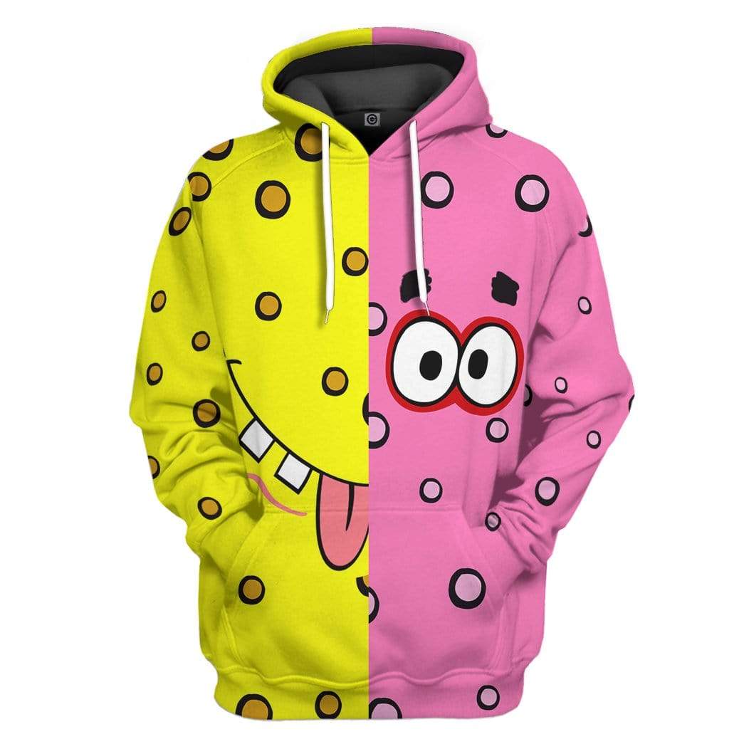 Gearhuman 3D SpongeBob and Patrick Star Custom Hoodie Apparel GV20043 3D Custom Fleece Hoodies Hoodie S 