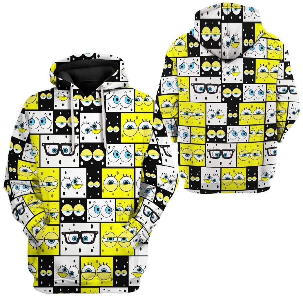 Gearhuman 3D SpongeBob Custom Fleece Hoodie Apparel GV22041 3D Custom Fleece Hoodies 