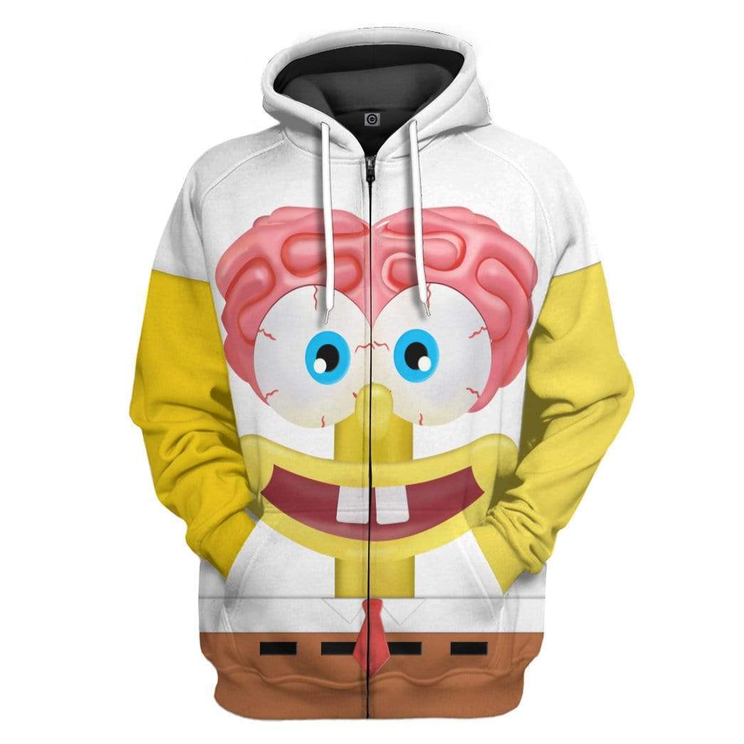 Gearhuman 3D Spongebob Squarepants Glitter Custom Design Hoodie Apparel GM19056 3D Custom Fleece Hoodies Zip Hoodie S 