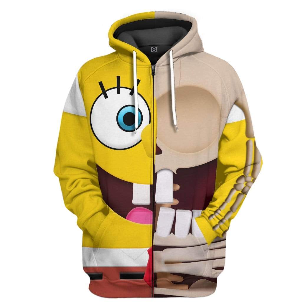 Gearhuman 3D Spongebob Squarepants Hoodie Apparel GM19052 3D Custom Fleece Hoodies Zip Hoodie S 