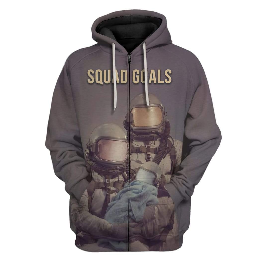 Gearhuman 3D Squad Goals Astronaut Family Custom Hoodie Apparel GH24024 3D Custom Fleece Hoodies Zip Hoodie S 