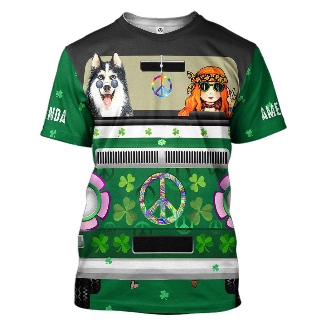 Gearhuman 3D St Patrick Day Husky Hippie Custom Name Tshirt Hoodie Apparel GB19023 3D Apparel T-Shirt S