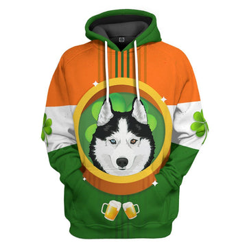 Gearhumans 3D St Patrick Day Husky Tshirt Hoodie Apparel