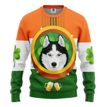 Gearhumans 3D St Patrick Day Husky Tshirt Hoodie Apparel