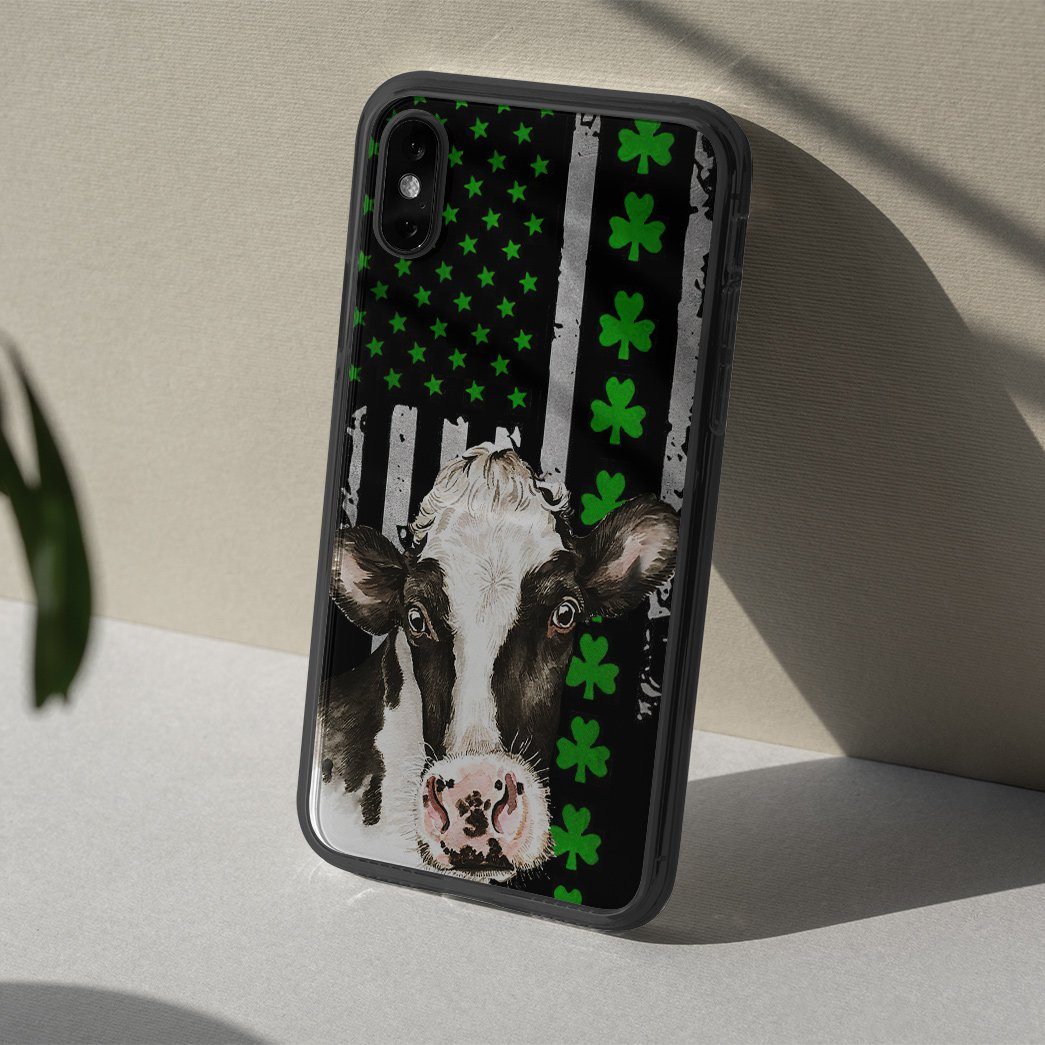 Gearhuman 3D St Patrick Day Shamrock Cow Custom Phonecase GB19028 Glass Phone Case