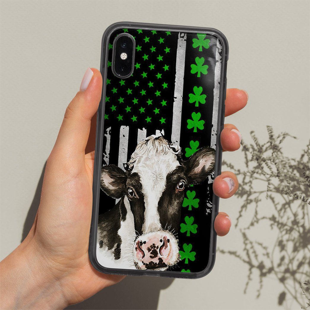 Gearhuman 3D St Patrick Day Shamrock Cow Custom Phonecase GB19028 Glass Phone Case