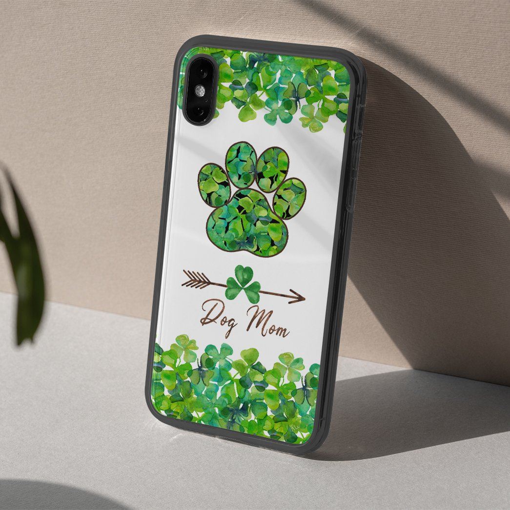 Gearhuman 3D St Patrick Day Shamrock Dog Mom Custom Phonecase GB24028 Glass Phone Case