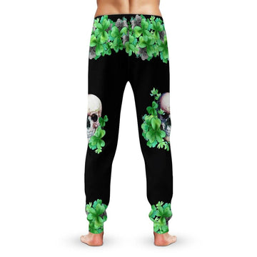 Gearhumans 3D St Patrick Day Shamrock Skull Sweatpants