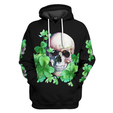 Gearhumans 3D St Patrick Day Shamrock Skull Tshirt Hoodie Apparel