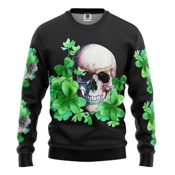 Gearhumans 3D St Patrick Day Shamrock Skull Tshirt Hoodie Apparel