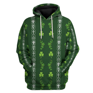 Gearhumans 3D St Patrick Four Leaf Clover Custom Tshirt Hoodie Apparel