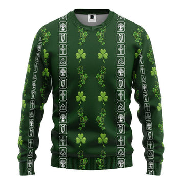 Gearhumans 3D St Patrick Four Leaf Clover Custom Tshirt Hoodie Apparel