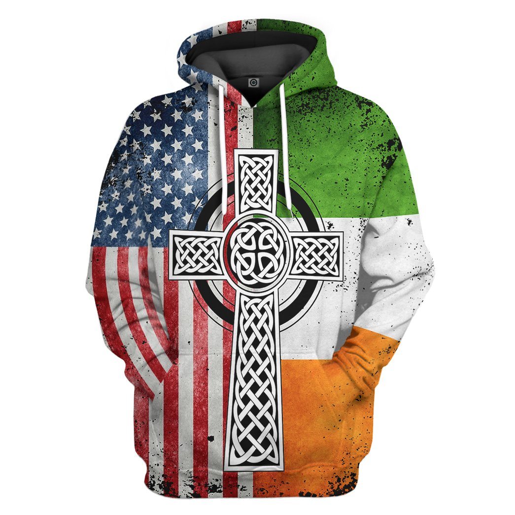 Gearhuman 3D St Patrick Irish Catholic Cross Custom Tshirt Hoodie Apparel GW010215 3D Apparel Hoodie S