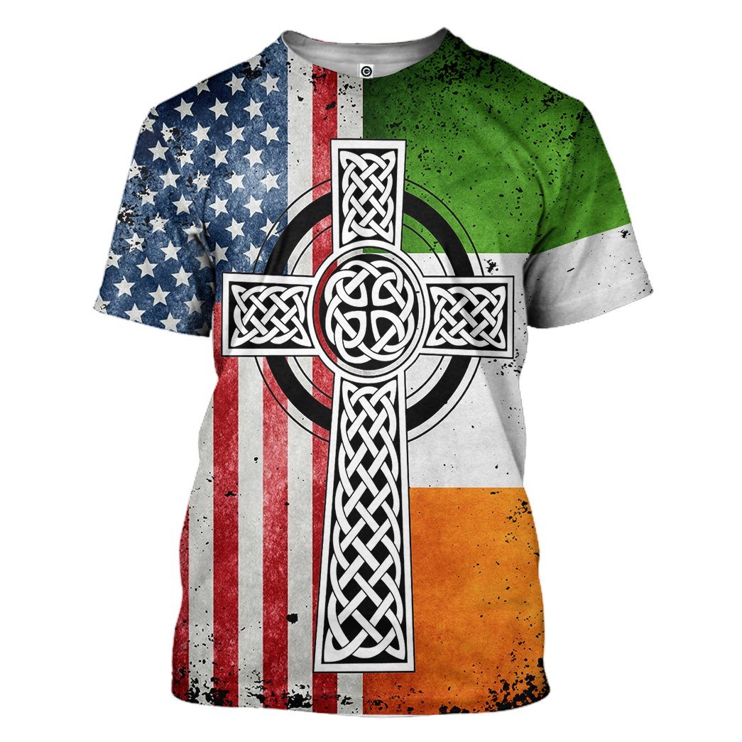 Gearhuman 3D St Patrick Irish Catholic Cross Custom Tshirt Hoodie Apparel GW010215 3D Apparel T-Shirt S