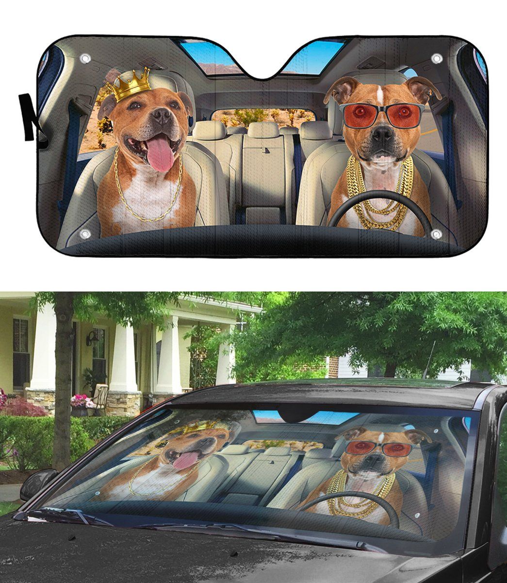 Gearhuman 3D Staffordshire Bull Terrier Dog Auto Car Sunshade GV03034 Auto Sunshade