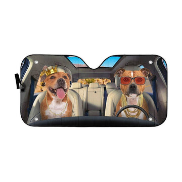 Gearhumans 3D Staffordshire Bull Terrier Dog Auto Car Sunshade