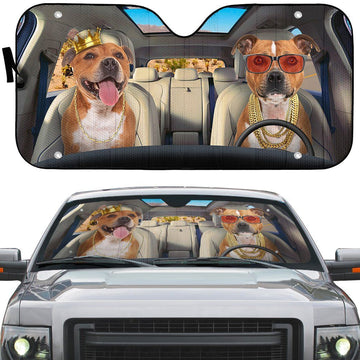 Gearhumans 3D Staffordshire Bull Terrier Dog Auto Car Sunshade