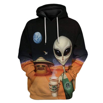 Gearhumans 3D Star Invaders Coffee Custom Hoodie Apparel