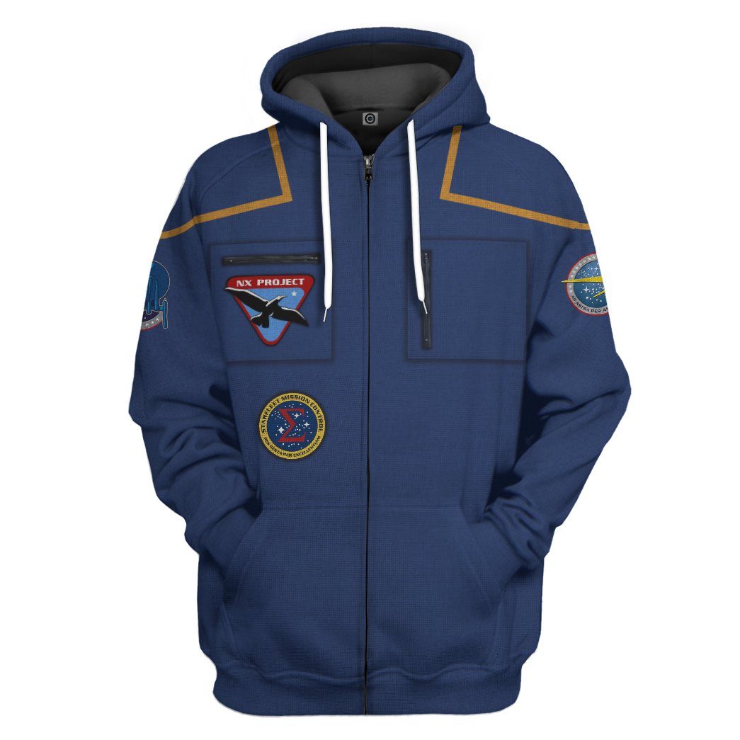 Gearhumans 3D S.T Jonathan Archer Custom Hoodie Apparel