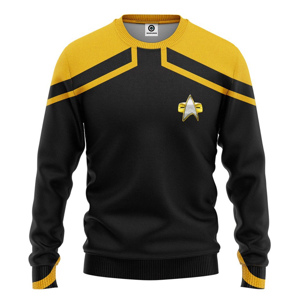 Gearhuman 3D Star Trek Picard 2020 Present Yellow Tshirt Hoodie Apparel GV110124 3D Apparel Long Sleeve S 