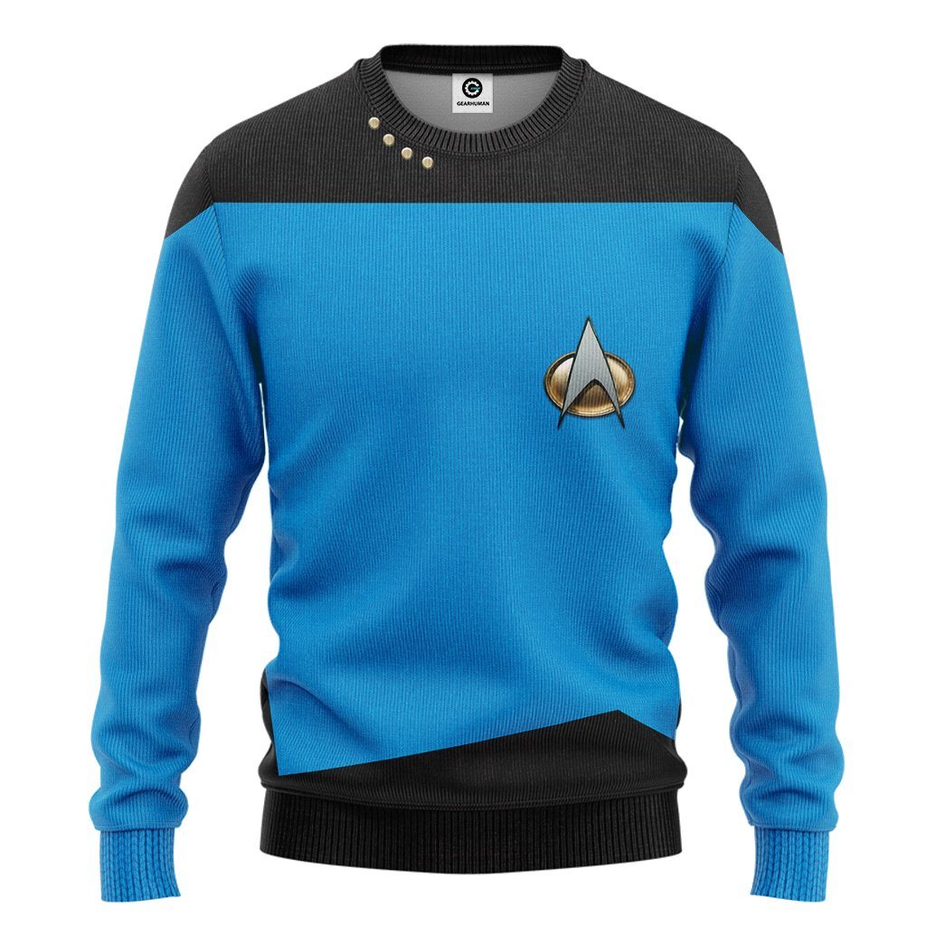 Gearhuman 3D Star Trek The Next Generation 1987 1994 Blue Custom Tshirt Hoodie Apparel GV11014 3D Apparel Long Sleeve S 