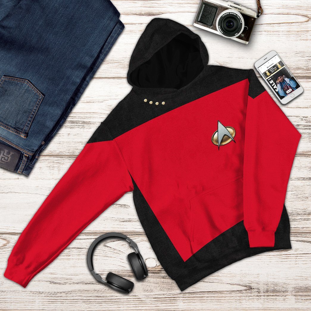 Gearhuman 3D Star Trek The Next Generation 1987 1994 Red Custom Tshirt Hoodie Apparel GV11013 3D Apparel 