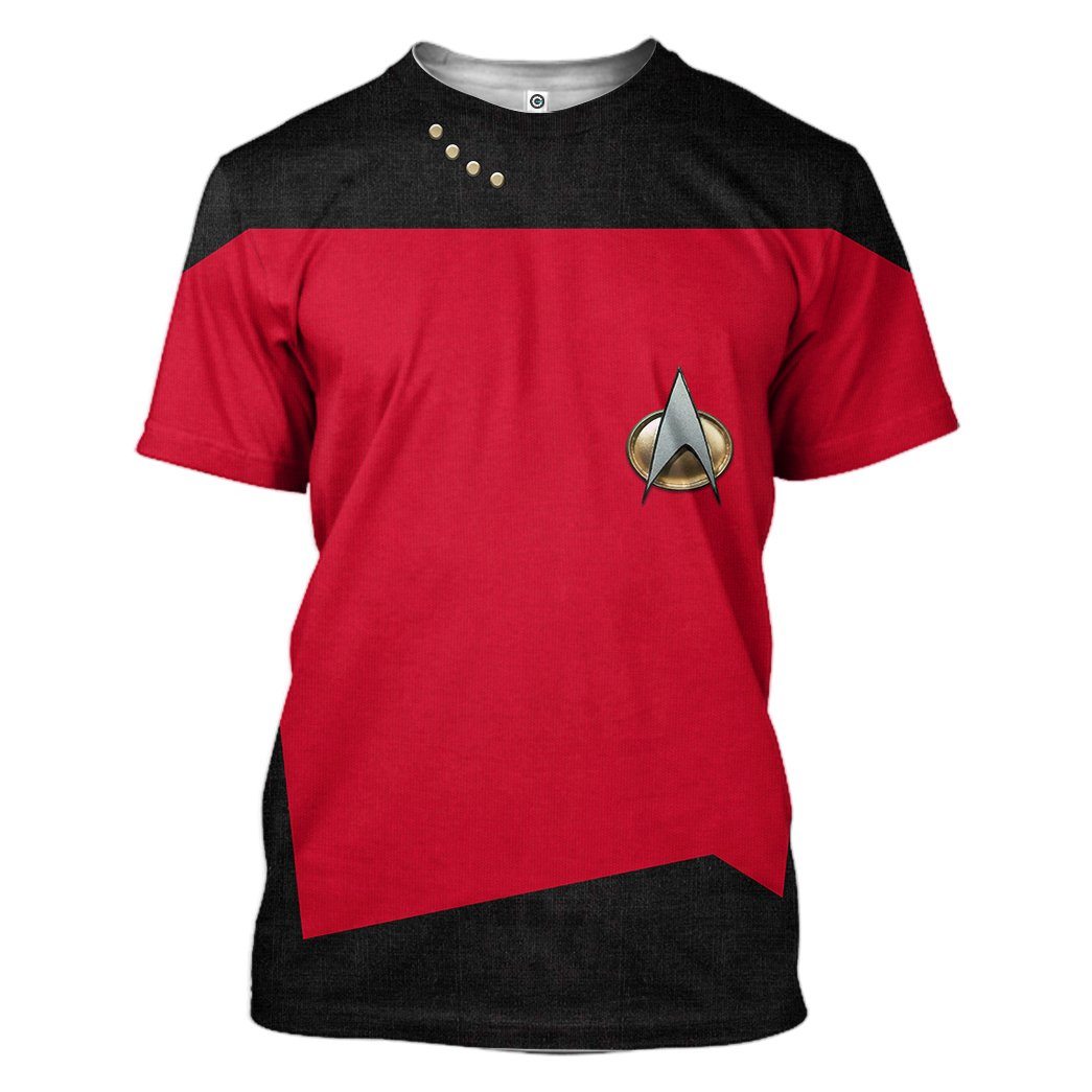 Gearhuman 3D Star Trek The Next Generation 1987 1994 Red Custom Tshirt Hoodie Apparel GV11013 3D Apparel T-Shirt S 