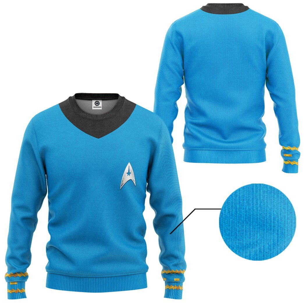 Gearhuman 3D Star Trek The Original Series 1966 1969 Blue Custom Tshirt Hoodie Apparel GV080112 3D Apparel 