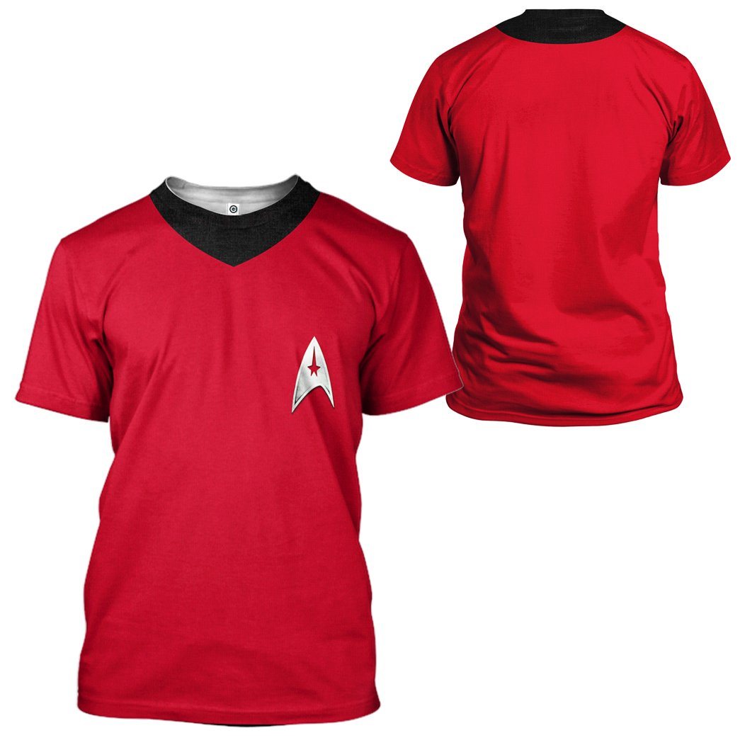 Gearhuman 3D Star Trek The Original Series 1966 1969 Red Custom Tshirt Hoodie Apparel GV080111 3D Apparel 