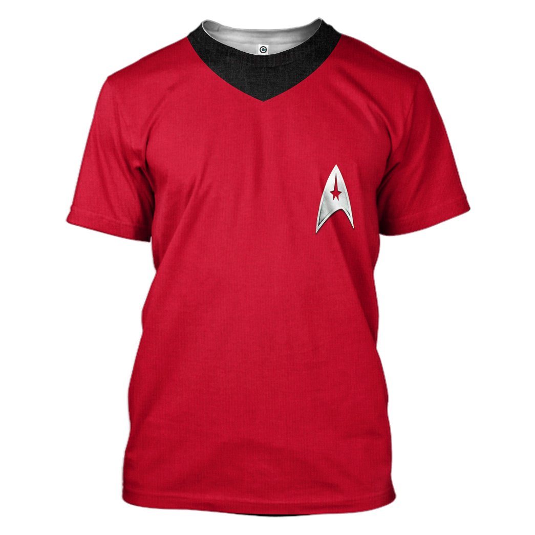 Gearhuman 3D Star Trek The Original Series 1966 1969 Red Custom Tshirt Hoodie Apparel GV080111 3D Apparel T-Shirt S 