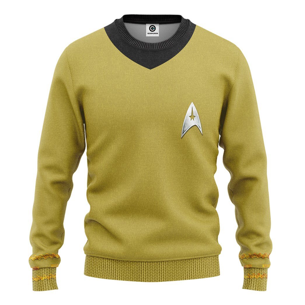 Gearhuman 3D Star Trek The Original Series 1966 1969 Yellow Custom Tshirt Hoodie Apparel GV080113 3D Apparel Long Sleeve S 