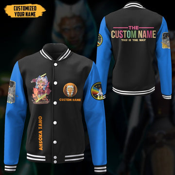 Gearhumans 3D Star Wars Ahsoka Tano Custom Name Baseball Jacket