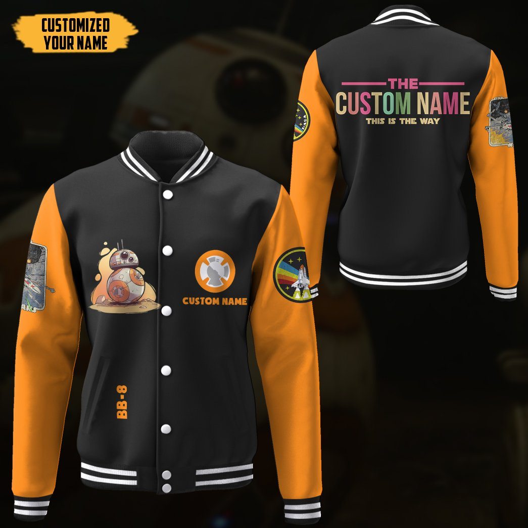 Gearhuman 3D Star Wars BB 8 Custom Name Baseball Jacket GK210146 Baseball Jacket 