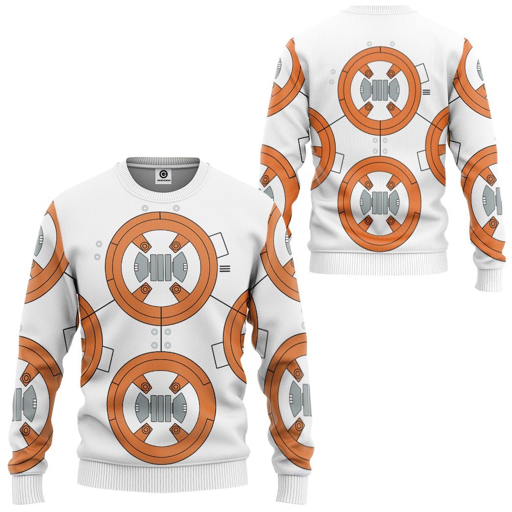 Gearhumans 3D Star Wars BB8 Cosplay Custom Tshirt Hoodie Apparel