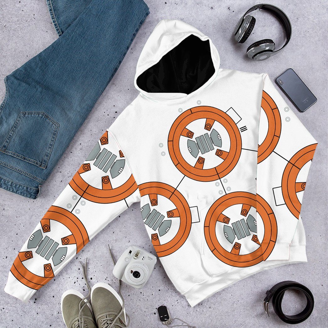 Gearhumans 3D Star Wars BB8 Cosplay Custom Tshirt Hoodie Apparel