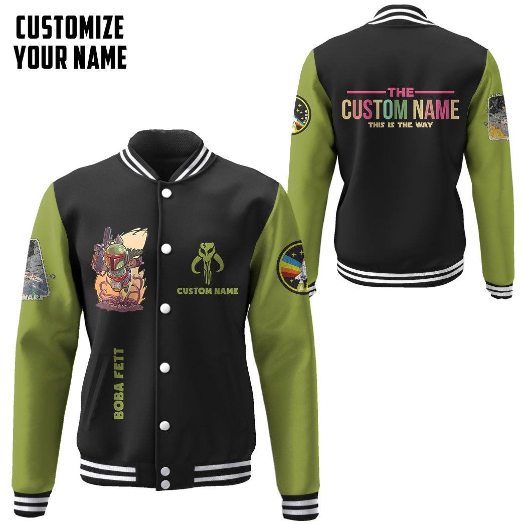 Gearhuman 3D Star Wars Boba Fett Custom Name Baseball Jacket GK210124 Baseball Jacket 