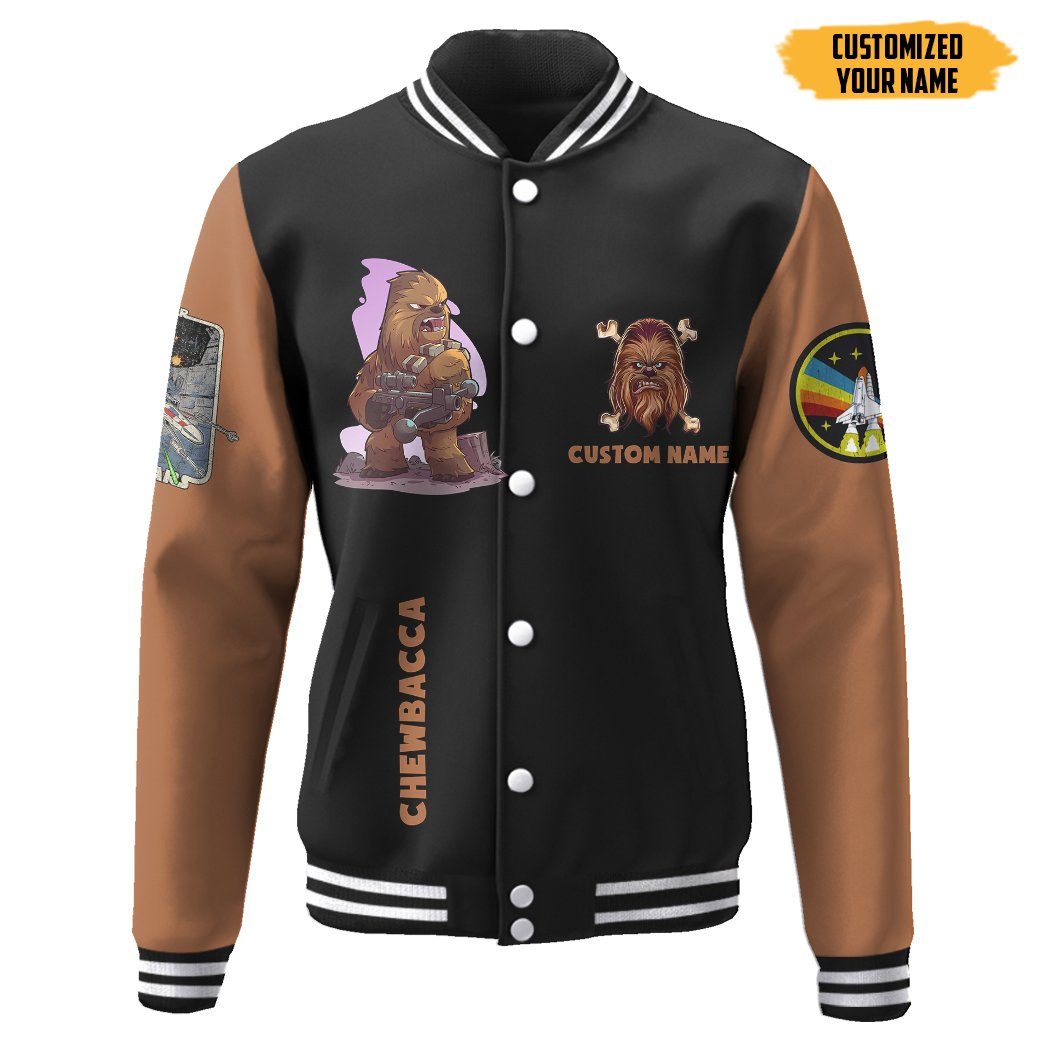 Gearhuman 3D Star Wars Chewbacca Custom Name Baseball Jacket GK210148 Baseball Jacket Baseball Jacket XS 