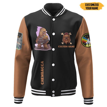 Gearhumans 3D Star Wars Chewbacca Custom Name Baseball Jacket