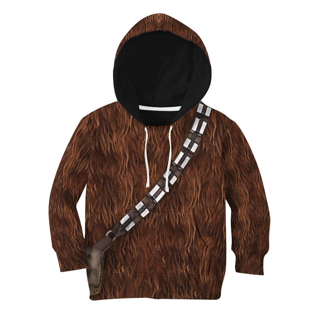 Gearhuman 3D Star Wars ChewBacca Set Custom Kid Tshirt Hoodie Appreal GK110122 Kid 3D Apparel Kid Hoodie XS 