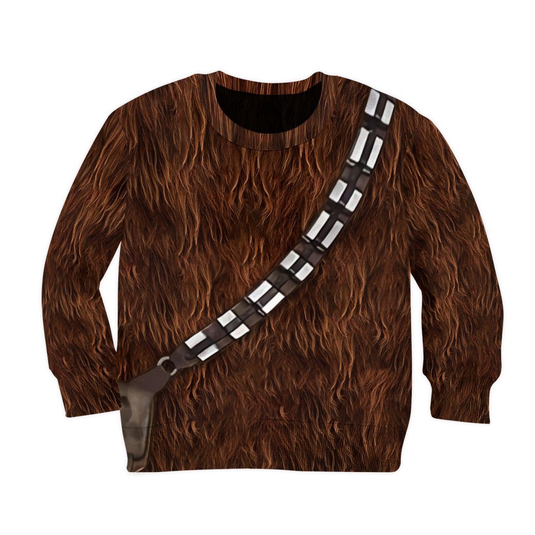 Gearhuman 3D Star Wars ChewBacca Set Custom Kid Tshirt Hoodie Appreal GK110122 Kid 3D Apparel Kid Sweatshirt 2XS 