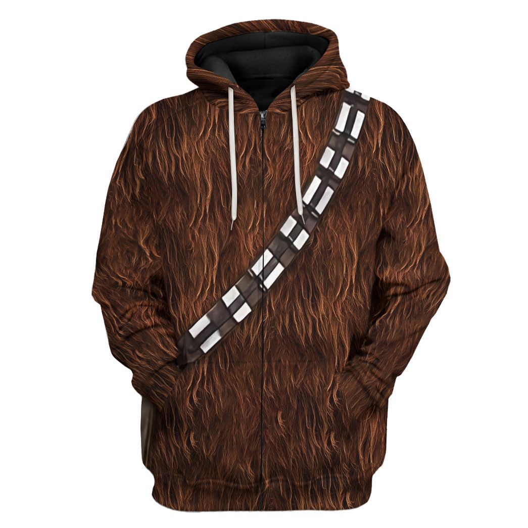 Gearhuman 3D Star Wars ChewBacca Set Custom Tshirt Hoodie Apparel CK26116 3D Apparel Zip Hoodie S 