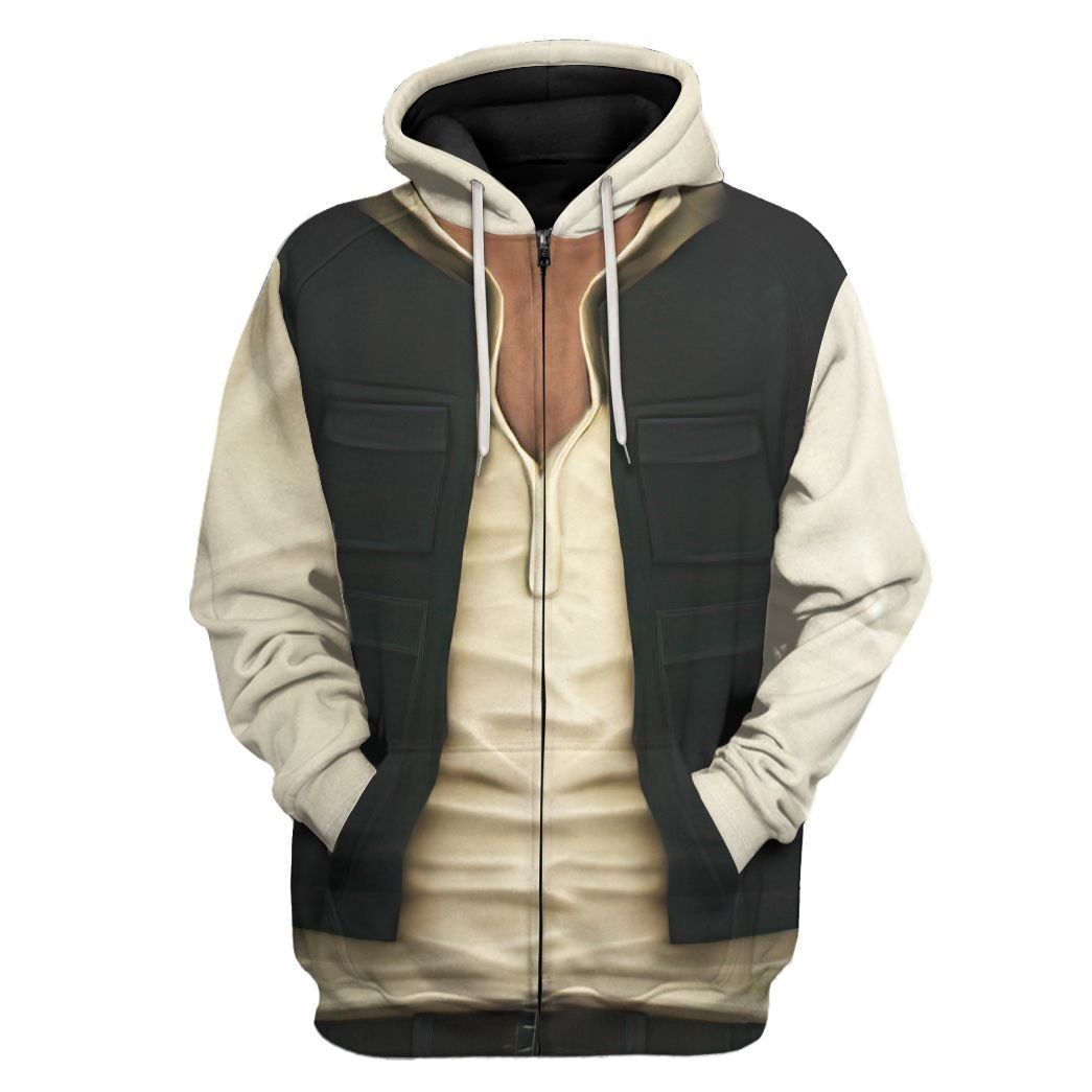 Gearhuman 3D Star Wars Han Solo Set Custom Tshirt Hoodie Appreal CK26112 3D Apparel Zip Hoodie S 