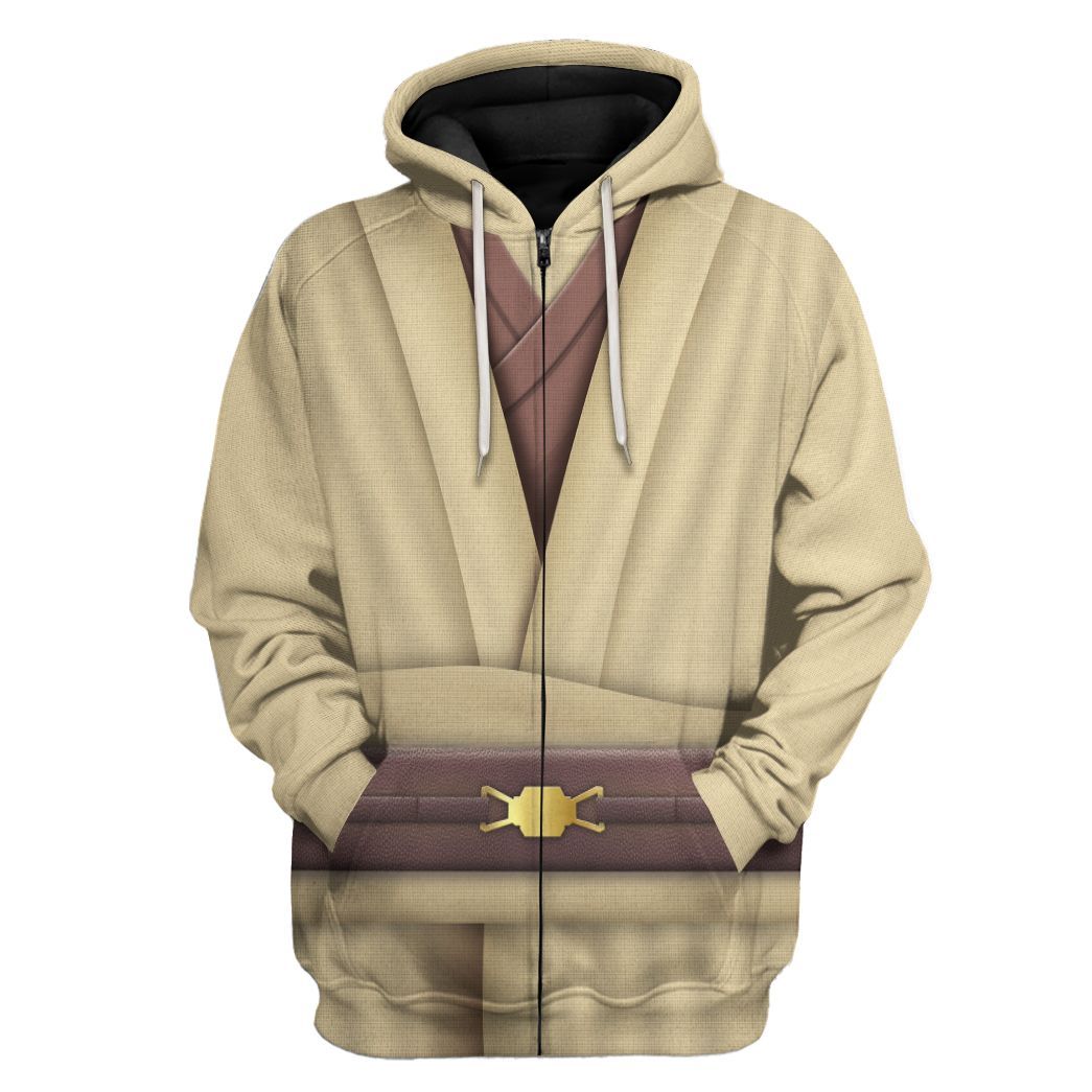 Gearhuman 3D Star Wars Obi Wan Kenobi Set Custom Tshirt Hoodie Apparel CK26113 3D Apparel Zip Hoodie S 