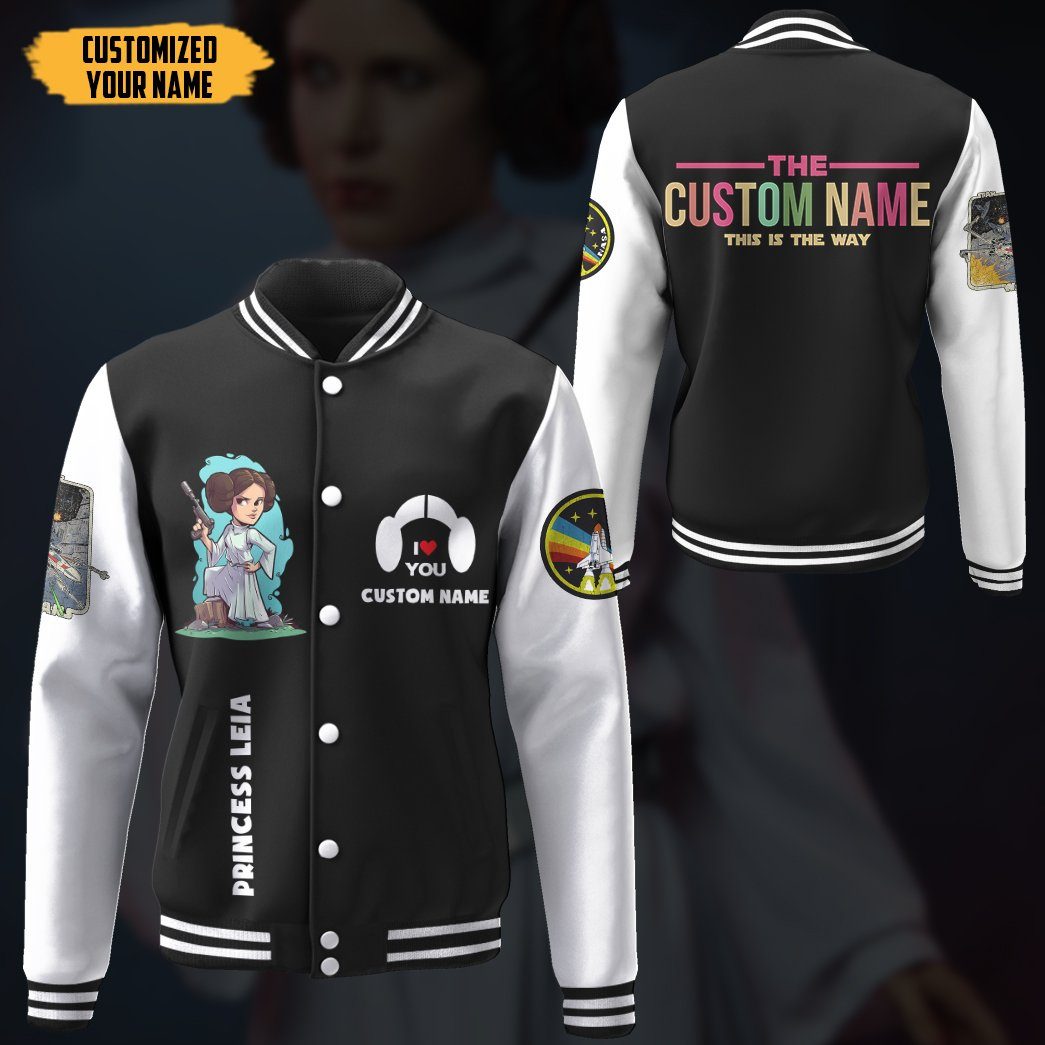 Gearhuman 3D Star Wars Princess Leia Custom Name Baseball Jacket GK210149 Baseball Jacket 