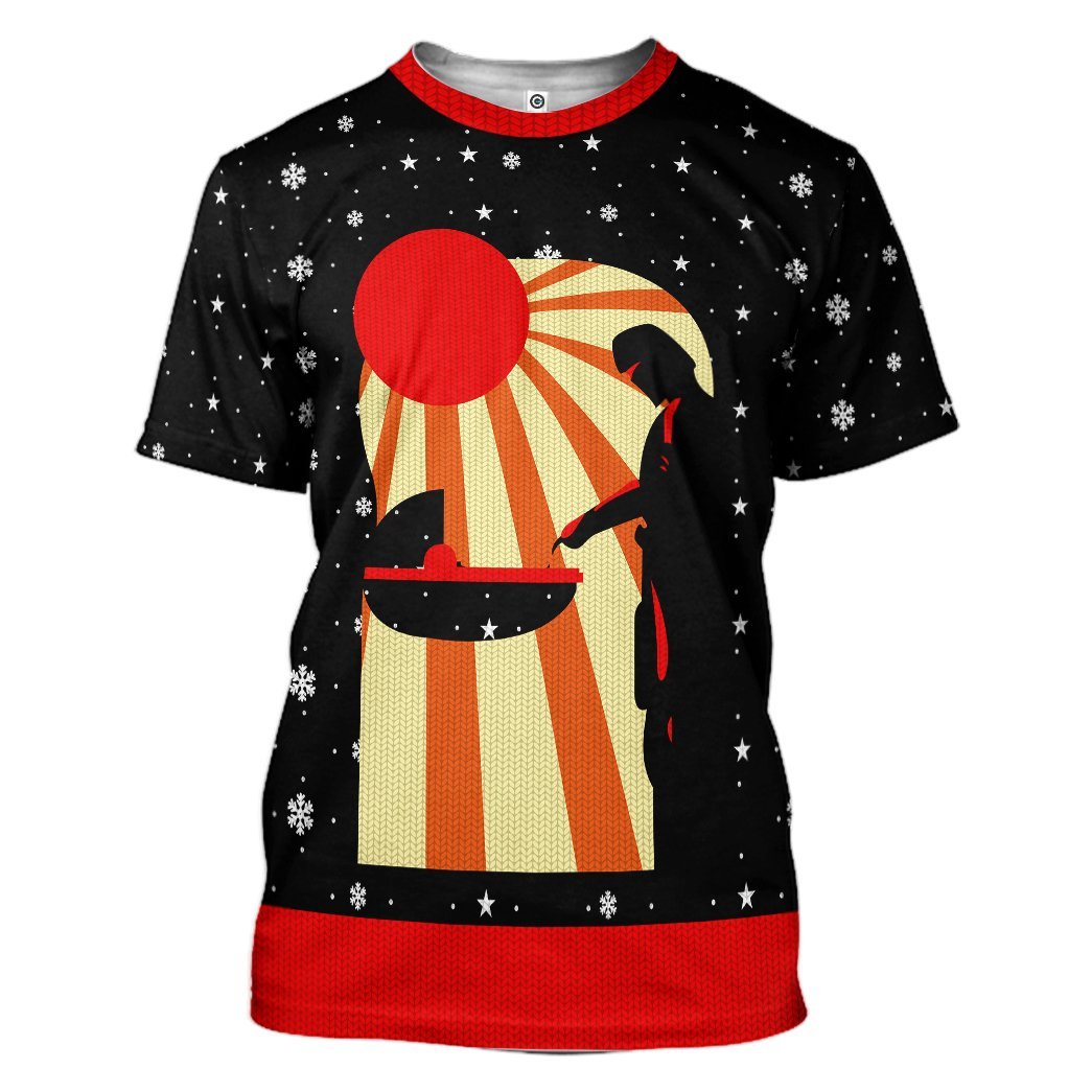 Gearhuman 3D Star Wars The Mandalorian Christmas Custom Tshirt Hoodie Apparel GW02122 3D Apparel T-Shirt S 